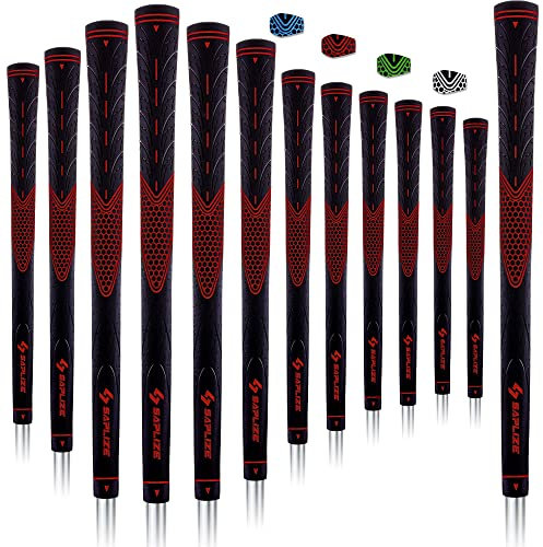 SAPLIZE 13 impugnature da golf, antiscivolo in gomma per mazze da golf, taglia media, rosso