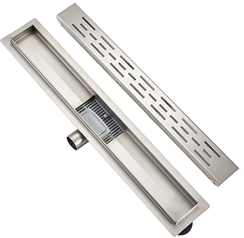 Plumbsys Canaleta de Ducha Acero Inoxidable 60cm,H Type Canal de Drenaje,de Sifón con Dispositivo Desodorante y Filtro de Pelo, Canal de Drenaje de Conjunto Completo