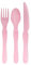 YöL 12 Piece Pink Plastic Cutlery Set Reusable Camping Summer BBQ Knife Fork Spoon