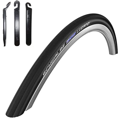 1 x Schwalbe Lugano 28 Rennradreifen K-Guard Fahrrad Mantel Decke in schwarz 700 x 33C (32-622) inkl. Reifenheber