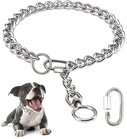 Kettenhundkragen, Edelstahl Metallkauenkau -Halskette Schlupf P -Kettenkragen mit Verbindungsverschluss für kleine mittelgroßen großen Hunden (A, M)