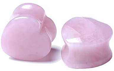 2 Stück Ohr Plug Set 14mm Flesh Tunnelaus Stein 9/16 inch Rosa Herzstein Piercing Tunnels Ear Piercing Expander Flesch Tunnel Plugs