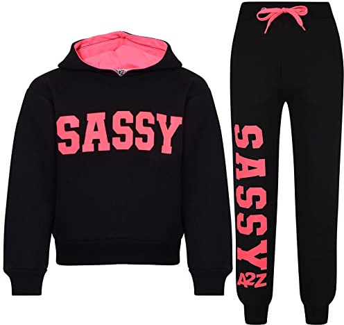 A2Z 4 Kids Girls Tracksuit Tie Dye Sassy Fleece Hooded Crop Top Bottom Jogging Suit Joggers Age 5 6 7 8 9 10 11 12 13 Years
