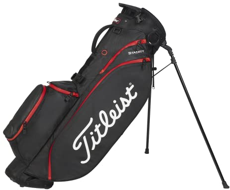 Titleist Players 4 StaDry Golf Bag, Black/Black/Red