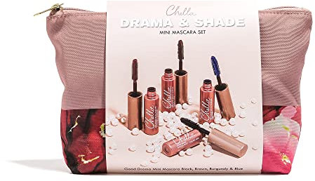 Chella Drama & Shade Mini Good Drama Mascara Set, Set of 4 Travel Sized Mascara with Travel Bag