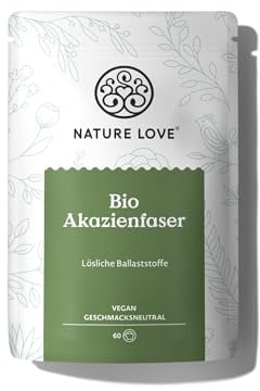 NATURE LOVE® Fibra di acacia biologica in polvere - 360 grammi - 80% di fibra, solubile, insapore, versatile - 60 porzioni - vegana, testata in laboratorio e prodotta in Germania.