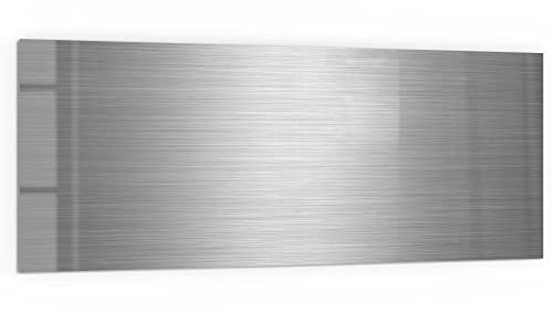 DEQORI Küchenrückwand Glas | Motiv Gebürstetes Aluminium | 125x50 cm | Bad- oder Herd-Rückwand | Herdblende Spritzschutz für Küche & Badezimmer | moderne Deko für Fliesenspiegel
