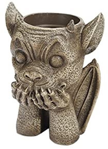 SHADXW YEJIANGHUA Résine Gargouille Figurines Vase Art Sculpture Pot De Fleur en Plein Air Salon Jardin Bureau Décoration De La Maison Accessoires Natural (Color : Mouth)