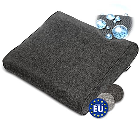 bomoe hochwertiges Outdoor Loungekissen 70x40cm – Bequemes Rückenkissen 10cm dick Polster Bezug Waschbar Gartenkissen UV-Schutz – Rattan Lounge Auflage Gartenmöbel Sitzauflage Anthrazit – ilano