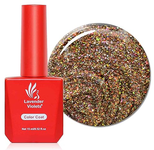 Lavender Violets 15ml Gel Nail Polish Shimmer Gold Mysterious Glitter UV LED Soak Off Bewitching Gift For Women Nail Lamp Curing Manicure Pedicure Larger Content Salon A535
