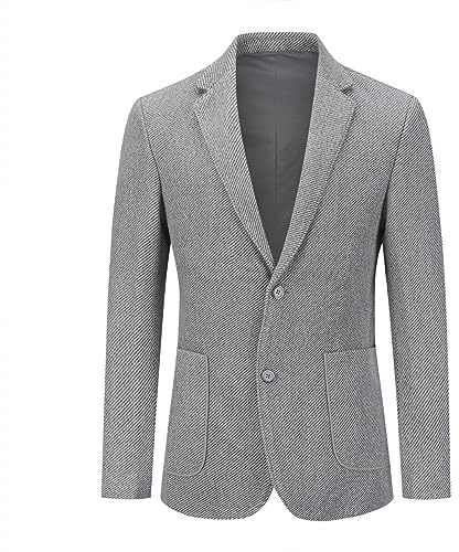 Allthemen Blazer Homme en Laine Silm Fit Veste Formel à Carreaux Deux Boutons pour l'hiver Gris 3XL