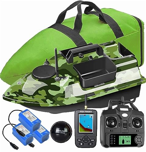 12000mAh 500m GPS futterboot mit 3 Katapultbuchten. Köderboote zum Karpfenangeln mit GPS, 16 Speicherpunkten, mit Sonar Fischfinder, Echolot, Handtasche, Antennen, Propeller und andere (Bait Boat 2)