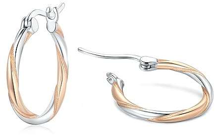 HEEYA Boucles d’oreilles créoles Argent sterling 925 or blanc pour femmes plaqué or 18K avec zircons Hypoallergéniques argent/or rose/or/bleu/blanc/noir/rouge 22MM