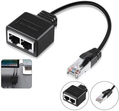 Cavo adattatoreRJ45, Ethernet RJ45 Divisore 17cm, Adattatore Splitter Ethernet RJ45 - Connettore 1 a 2 per Cat5e, Cat6, Cat7 - Condivisione di Connessioni Internet su Diverse Apparecchiature