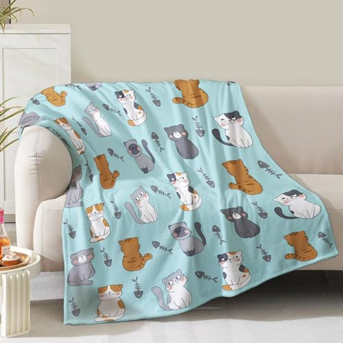 Katzendecke, Geschenke für Frauen, Mädchen, Mutter, Muttertag, Geburtstag, Weihnachten, Valentinstag, Kawaii-Kätzchen, Fischgräten-Motiv, Dekoration, Schlafzimmer, Wohnzimmer, Sofa, Couch, weicher,
