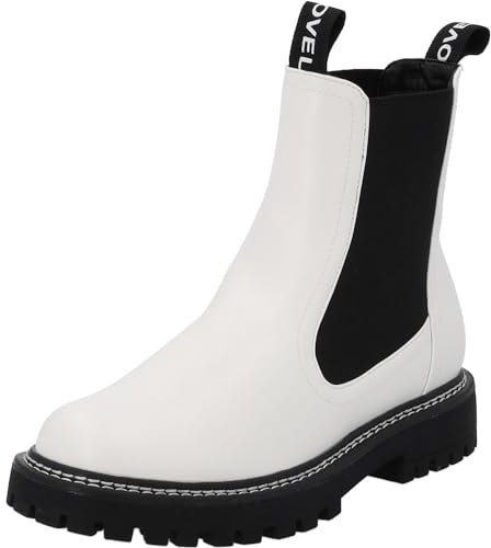 Palado Chelsea Boots Damen Dedej - bequeme Boots - leicht gefütterte Stiefel für Herbst & Winter - modische Stiefeletten Weiß UK6 - EU39