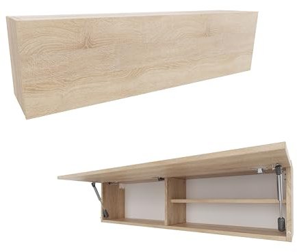 PLATAN ROOM Badschrank 80/120 / 160/200 / 240 breit Badmöbel Badezimmer Klapphängeschrank Schrank Hochglanz Matt Weiß (Sonoma Eiche, 120 x 30 x 25)
