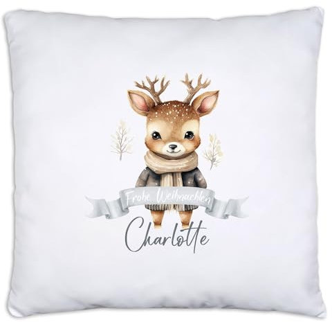 timalo® Personalisiertes Kissen mit Namen Dekokissen Jungen Mädchen Kinder Kopfkissen Geschenk Weihnachten | REH-4
