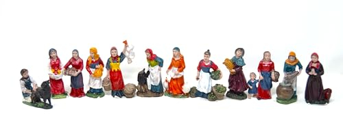 BETTER WITH FRIENDS 12 x Weihnachtsfiguren Frauen 10 cm Krippenfiguren Landwirte Tierarbeiter Zubehör Haus Jesus Krippenhandwerk Gott