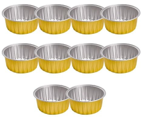 Upluckey 50 moldes reutilizables de papel de aluminio para tartas, pudín, freidora de aire, caja de papel de aluminio, bandeja pequeña para hornear, tazas de papel de aluminio
