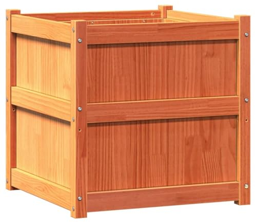 vidaXL Jardinera Exterior Madera Maciza Pino marrón Cera 60x60x60 cm