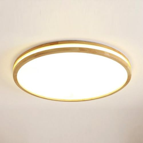LIGKIN LED Deckenlampe Holz 36W Deckenleuchte Rund 40cm Neutrales Licht 4500K Durchmesser Modern Doppelte Lage Küchenlampe Lampe Wohnzimmer für Balkon Flur Babyzimmer Schlafzimmer