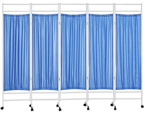Raumteiler-Bildschirme - 5-teilige Temporäre Raumtrennwand Für Den Innenbereich, Tragbarer Medizinischer Sichtschutz, Metall-Eisenrahmen-Zaun Mit Rädern, Für Krankenhaus/Klinik/Station ( Color : Blue