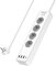 POWSAF 4-Fach Steckdosenleiste mit 4 USB-Anschlüssen, Max. 4000W und 16A, Mit USB-C-Steckdose, Wandmontage, Schalter, für Smartphones, Laptops, Weiß