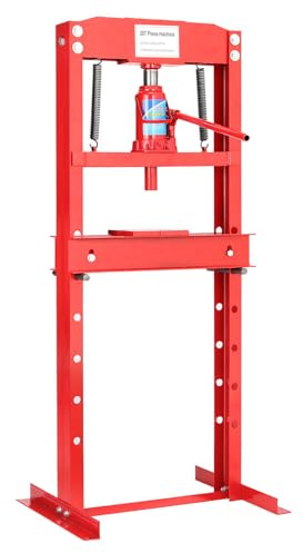 DKIEI 20 Ton Hydraulic Press, Hydraulic Floor Workshop Press, Height Adjustable, Up to 790mm Working Range, Heavy Duty Standing Press for Workshop Garage(Red)