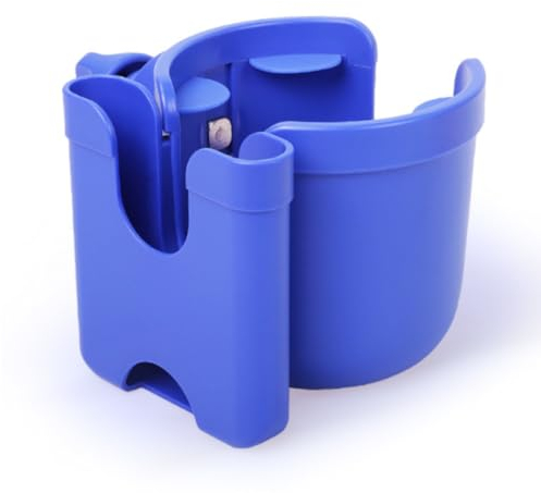 MC MICUS 2-in-1 Stroller Cup Holder Universal Pram & Buggy Cup Holder with Phone Mount Adjustable Bottle Holder for Pushchair, Wheelchair & More (Blue 2-1)