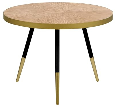 Couchtisch Holzoptik heller Holzfarbton / gold rund ⌀ 61 cm Ramona