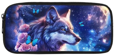 Showudesigns Trousse à Crayons Loup pour Garçons et Enfants - Secondaire Primaire - Fournitures Scolaires - Rose et Papillon - Pochette de Rangement