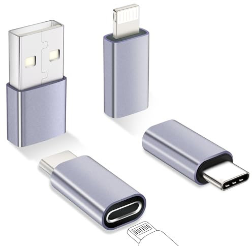 Orangeck Adapter Lightning auf USB C (2 Pack) & USB C auf Lightning Adapter (1 Pack) & Adapter USB C auf USB (1 Pack), USB C Adapter für iPhone 15/14/13/12/Plus/Pro/Pro Max, iPad, AirPods Pro