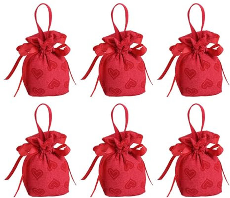 NVOQILIN 6 x Süßigkeitenbeutel mit Kordelzug, elegante Beutel für Hochzeiten, Partys und Geschenke