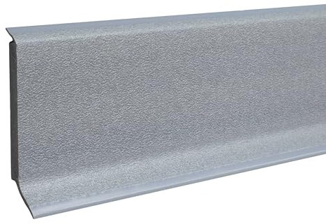 PROVISTON Lot de 10 plinthes en plastique - 12,8 x 60 x 2500 mm - Mousse rigide en PVC - Gris - À coller, clips, vis et clous, plinthe souple teintée dans la masse - 25 m