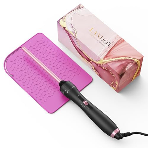 9mm Ceramic Curling Wand for Tight Curls - Clip-Free Pencil Curling Iron with Heat Resistant Glove & Mat, Professional Hair Curler for Long & Short Hair | LANDOT