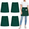 umboom 4 Stück Vorbinder Schürze, Grün Küchenschürze mit 3 Taschen, Kurz Koch Schürzen, Kellnerschürze Grillschürze Baristaschürze Taillenschürze für Herren Damen (Grün - Polybaumwolle)