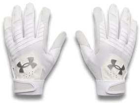 Under Armour Boys' Clean Up Baseball Gloves, (100) White/White/Metallic Silver, Large