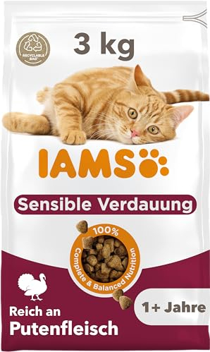 Spende - IAMS Sensible Verdauung Katzenfutter trocken mit Pute - Trockenfutter für Katzen mit empfindlichen Mägen ab 1 Jahr, 3 kg