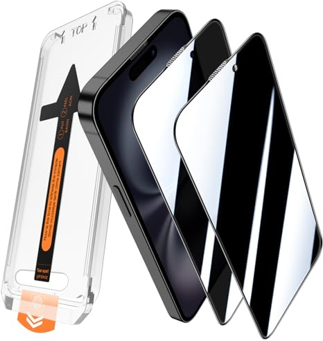JEHOO 2 Stück für iPhone 16 Plus für Panzerglas Sichtschutz, Automatische Staubentfernung, Anti-Spy, 9H Kratzfest Full Screen Privacy Schutzfolie, Kein Staub Keine Blasen Hartglas 1