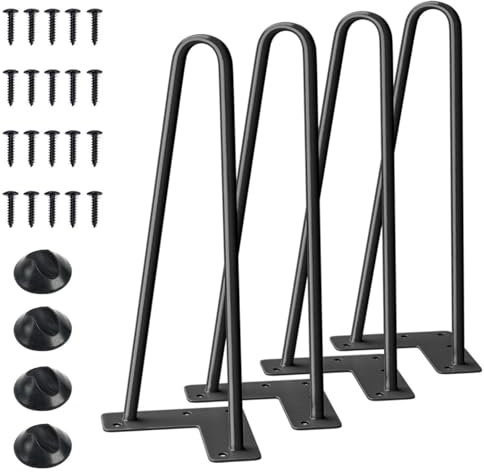 wyewye Ensemble de pieds en épingle à cheveux de 40 cm, pieds en épingle à cheveux en métal noir, 40 cm