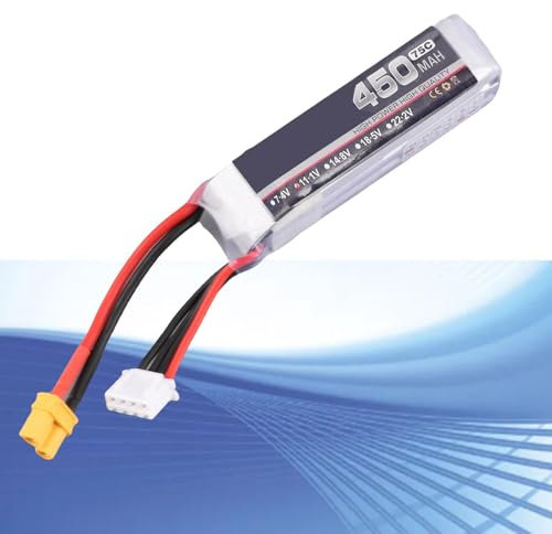 POENVFPO Racing Drone Battery, 75C Discharge Plug 450mAh Capacity with XT30 Discharge Plug Battery for RC Airplane, Quadcopter, Helicopter (3S)