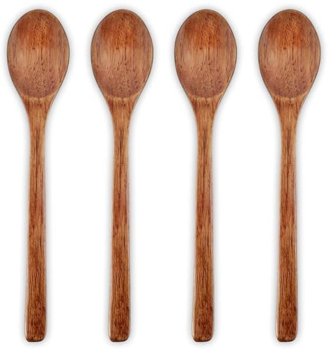 Oruola 4pcs Wooden Spoons for Cooking,23.5 X 4.5 CM Wooden Spoons,Wood Utensils Set,Wooden Teaspoons for Serving Mixing,Tea Coffee Jam Sugar Ice Cream and Bath Salts