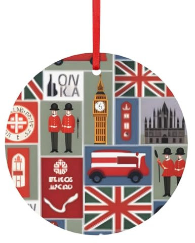 England-Symbole Druck 2024, Weihnachtsschmuck für Weihnachtsfeiern, Weihnachtsbaumdekoration, Weihnachtsgeschenke