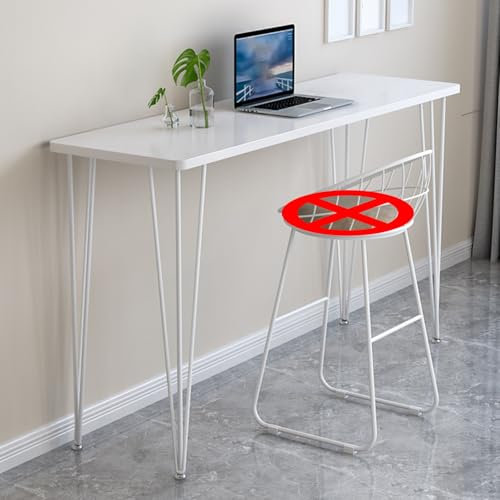 Mesa Alta y Estrecha de Madera Maciza Mesa de Bar Sencilla Mesa de Comedor Creativa con Borde Natural Mesa de Bar con Altura de Barra Mesa Amplia Mesa de Comedor Larga Mesa de Cocina Sin Taburete