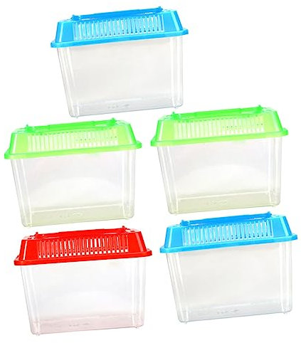 JUMPLAWN 5stücke Teiliges Reptil Zuchtbox Handheld Aquarium Für Kleine Haustiere Tragbar Und Transparent Für Schildkröten Geckos Und Goldfische