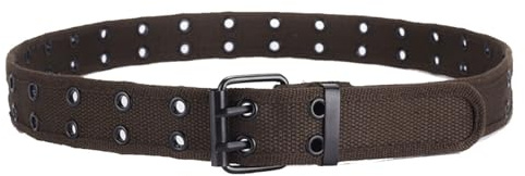 S-MAN Lässiger Uni-Gürtel aus Segeltuch, Doppelloch, 3,8 cm breit, Doppeldornschnalle, Jeansgürtel für Damen und Herren, coffee, M-Fit for 28-42, Length: 120CM