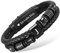 Armband Herren Lederarmband mit buchstaben - Schwarz Armbänder Leder mit Gravur A-Z Buchstabe Personalisierte Geschenke für Männer Jahrestag Geburtstag Vatertagsgeschenk für Papa Opa Sohn Bruder (J)