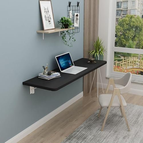 Mixtric Klappbare Werkbank, Wand-Stehtisch, Wand-Werkbank, Wandklapptisch, Für Garage, Waschküche, Homeoffice, Badezimmer,Schwarz,80 * 20cm