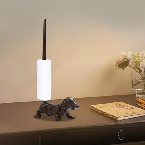 Toilet Roll Holder,Cast Iron Toilet Paper Retro Free Standing Iron Dog Animal Free Long Neck Shape Paper Tube Rack,for Home Decoration Toilet Bathroom 14.5 * 7.5 * 31cm